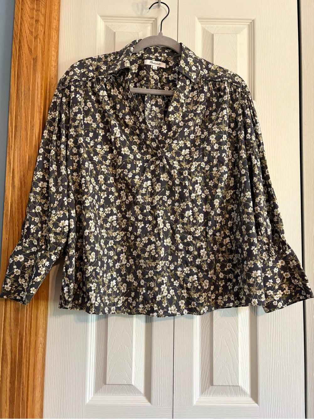 Madewell Black Floral Button-Front Blouse